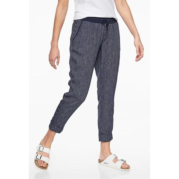 Athleta Pants - Athleta Pants Blue Stripe Bali Linen Nautical Beachy Coastal Grandma Summer